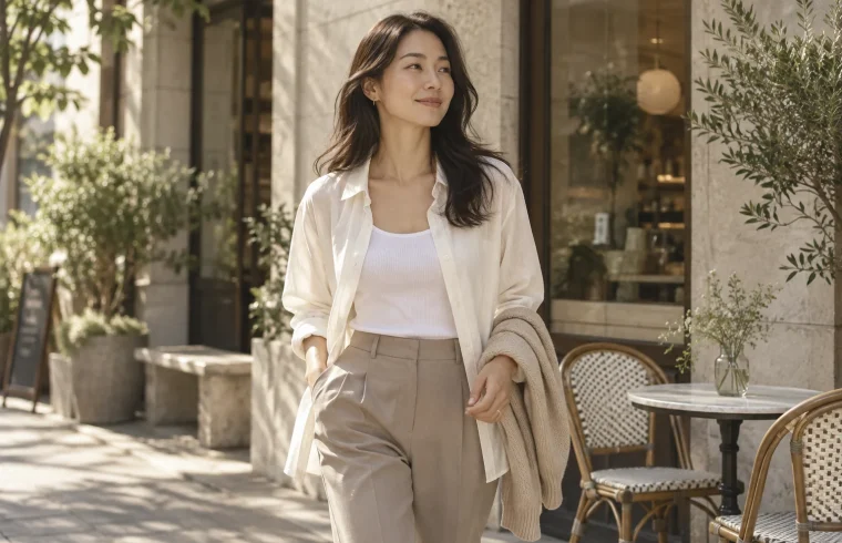 厚着をせずに秋らしく。9月の軽いレイヤリング